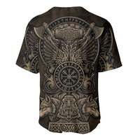 Viking Raven Wolf Vegvisir Baseball Jersey Nordic Runic Engraving Style