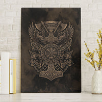 Viking Raven Wolf Vegvisir Canvas Wall Art Nordic Runic Engraving Style
