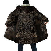 Viking Raven Wolf Vegvisir Cloak Nordic Runic Engraving Style