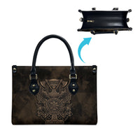 Viking Raven Wolf Vegvisir Leather Bag Nordic Runic Engraving Style