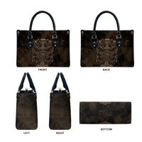 Viking Raven Wolf Vegvisir Leather Bag Nordic Runic Engraving Style