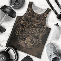 Viking Raven Wolf Vegvisir Men Tank Top Nordic Runic Engraving Style