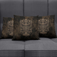 Viking Raven Wolf Vegvisir Pillow Cover Nordic Runic Engraving Style