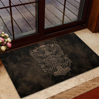 Viking Raven Wolf Vegvisir Rubber Doormat Nordic Runic Engraving Style