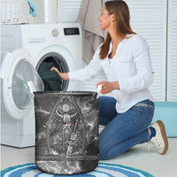 Viking Warrior Raven Axe Vegvisir Laundry Basket Odin Warrior Nordic Runic Engraved Illustration Style