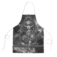 Viking Warrior Raven Axe Vegvisir Apron Odin Warrior Nordic Runic Engraved Illustration Style