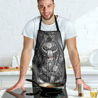 Viking Warrior Raven Axe Vegvisir Apron Odin Warrior Nordic Runic Engraved Illustration Style