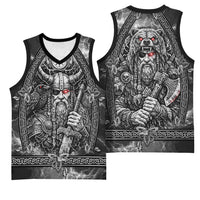 Viking Warrior Raven Axe Vegvisir Basketball Jersey Odin Warrior Nordic Runic Engraved Illustration Style