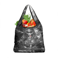 Viking Warrior Raven Axe Vegvisir Grocery Bag Odin Warrior Nordic Runic Engraved Illustration Style