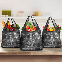 Viking Warrior Raven Axe Vegvisir Grocery Bag Odin Warrior Nordic Runic Engraved Illustration Style