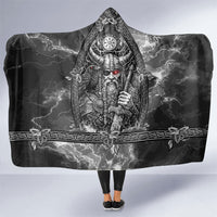 Viking Warrior Raven Axe Vegvisir Hooded Blanket Odin Warrior Nordic Runic Engraved Illustration Style