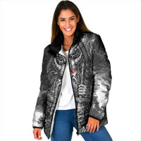 Viking Warrior Raven Axe Vegvisir Padded Jacket Odin Warrior Nordic Runic Engraved Illustration Style