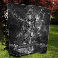Viking Warrior Raven Axe Vegvisir Quilt Odin Warrior Nordic Runic Engraved Illustration Style