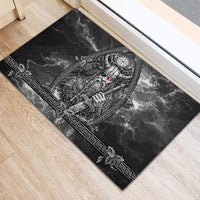 Viking Warrior Raven Axe Vegvisir Rubber Doormat Odin Warrior Nordic Runic Engraved Illustration Style