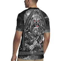 Viking Warrior Raven Axe Vegvisir Rugby Jersey Odin Warrior Nordic Runic Engraved Illustration Style