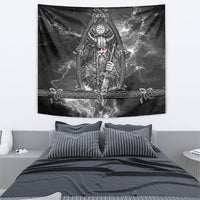 Viking Warrior Raven Axe Vegvisir Tapestry Odin Warrior Nordic Runic Engraved Illustration Style