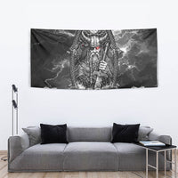 Viking Warrior Raven Axe Vegvisir Tapestry Odin Warrior Nordic Runic Engraved Illustration Style