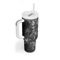 Viking Warrior Raven Axe Vegvisir Tumbler With Handle Odin Warrior Nordic Runic Engraved Illustration Style