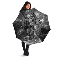 Viking Warrior Raven Axe Vegvisir Umbrella Odin Warrior Nordic Runic Engraved Illustration Style