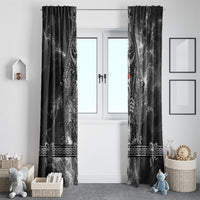 Viking Warrior Raven Axe Vegvisir Window Curtain Odin Warrior Nordic Runic Engraved Illustration Style