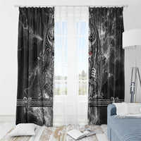 Viking Warrior Raven Axe Vegvisir Window Curtain Odin Warrior Nordic Runic Engraved Illustration Style