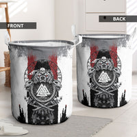 Viking Berserker Bear Valknut Vegvisir Laundry Basket Nordic Runic Warrior Engraving Style