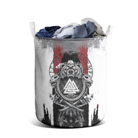 Viking Berserker Bear Valknut Vegvisir Laundry Basket Nordic Runic Warrior Engraving Style