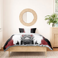 Viking Berserker Bear Valknut Vegvisir Bedding Set Nordic Runic Warrior Engraving Style