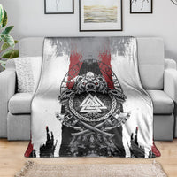 Viking Berserker Bear Valknut Vegvisir Blanket Nordic Runic Warrior Engraving Style