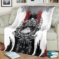 Viking Berserker Bear Valknut Vegvisir Blanket Nordic Runic Warrior Engraving Style
