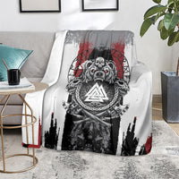 Viking Berserker Bear Valknut Vegvisir Blanket Nordic Runic Warrior Engraving Style