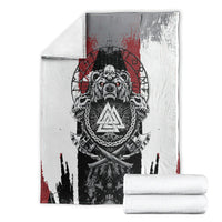 Viking Berserker Bear Valknut Vegvisir Blanket Nordic Runic Warrior Engraving Style