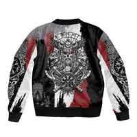 Viking Berserker Bear Valknut Vegvisir Bomber Jacket Nordic Runic Warrior Engraving Style