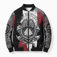 Viking Berserker Bear Valknut Vegvisir Bomber Puffer Jacket Nordic Runic Warrior Engraving Style