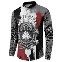 Viking Berserker Bear Valknut Vegvisir Button Sweatshirt Nordic Runic Warrior Engraving Style