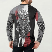 Viking Berserker Bear Valknut Vegvisir Button Sweatshirt Nordic Runic Warrior Engraving Style