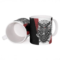 Viking Berserker Bear Valknut Vegvisir Ceramic Mug Nordic Runic Warrior Engraving Style