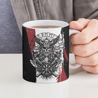 Viking Berserker Bear Valknut Vegvisir Ceramic Mug Nordic Runic Warrior Engraving Style