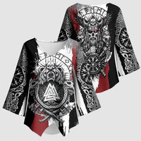 Viking Berserker Bear Valknut Vegvisir Kimono Sleeve Blouse Nordic Runic Warrior Engraving Style