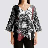 Viking Berserker Bear Valknut Vegvisir Kimono Sleeve Blouse Nordic Runic Warrior Engraving Style