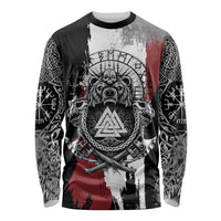 Viking Berserker Bear Valknut Vegvisir Long Sleeve Shirt Nordic Runic Warrior Engraving Style