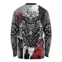 Viking Berserker Bear Valknut Vegvisir Long Sleeve Shirt Nordic Runic Warrior Engraving Style