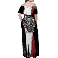 Viking Berserker Bear Valknut Vegvisir Off Shoulder Maxi Dress Nordic Runic Warrior Engraving Style