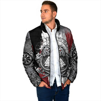 Viking Berserker Bear Valknut Vegvisir Padded Jacket Nordic Runic Warrior Engraving Style