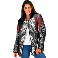 Viking Berserker Bear Valknut Vegvisir Padded Jacket Nordic Runic Warrior Engraving Style