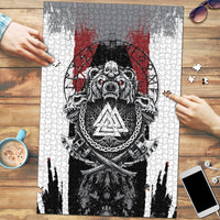 Viking Berserker Bear Valknut Vegvisir Puzzle Nordic Runic Warrior Engraving Style