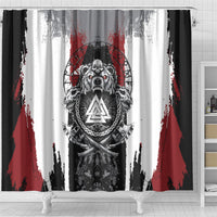Viking Berserker Bear Valknut Vegvisir Shower Curtain Nordic Runic Warrior Engraving Style