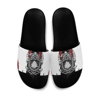 Viking Berserker Bear Valknut Vegvisir Slide Sandals Nordic Runic Warrior Engraving Style
