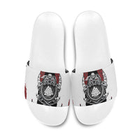 Viking Berserker Bear Valknut Vegvisir Slide Sandals Nordic Runic Warrior Engraving Style