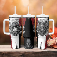 Viking Berserker Bear Valknut Vegvisir Tumbler With Handle Nordic Runic Warrior Engraving Style